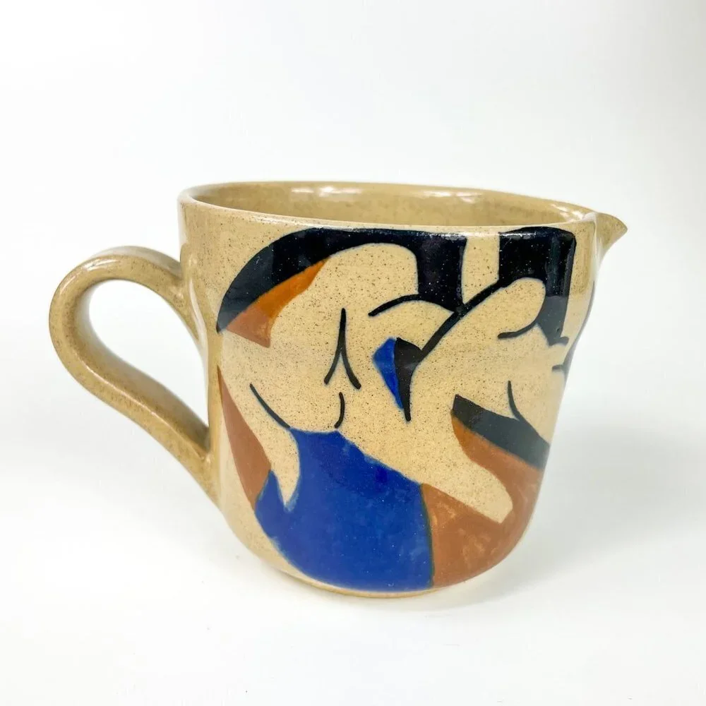 Vintage Itzcoatl Mexico Creamer Pitcher Abstract Pair
